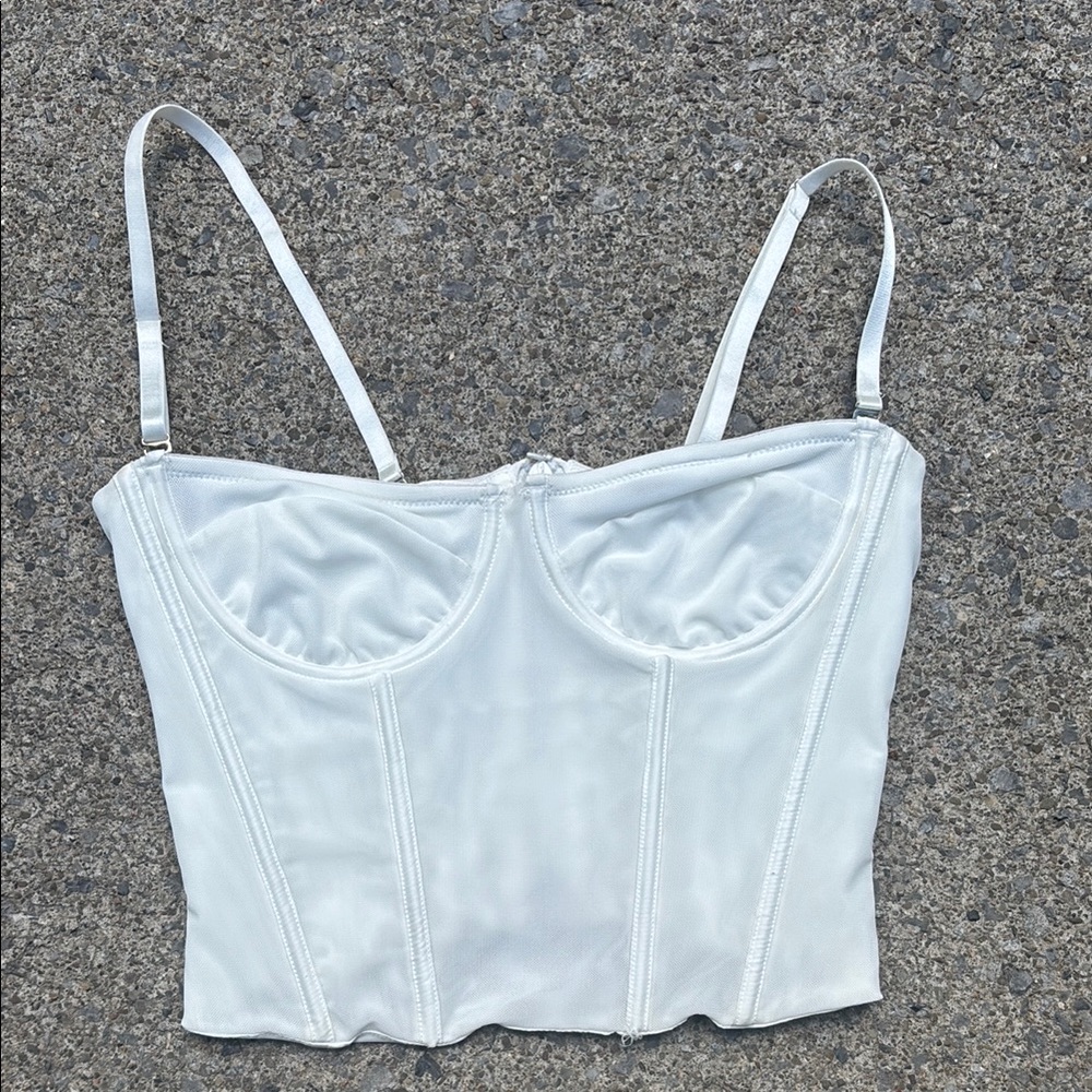 La Hearts White Satin Corset Top
